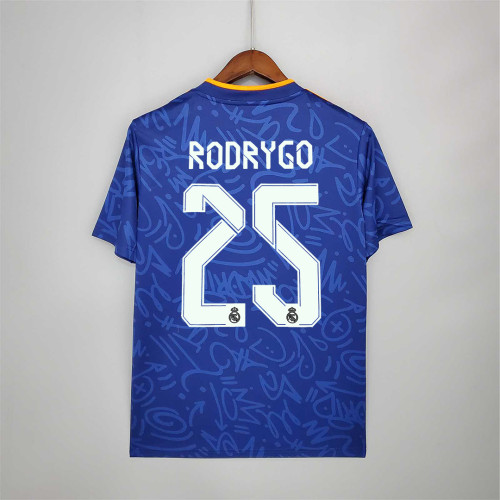 Fans Version 2021-2022 Real Madrid RODRYGO 25 Away Blue Soccer Jersey
