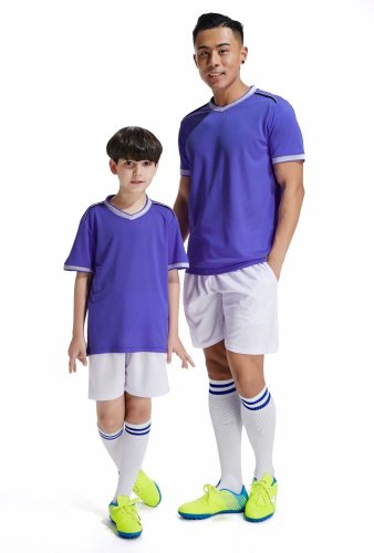 D8819 Purple Youth Set Adult Uniform Blank Soccer Training Jersey and Shorts