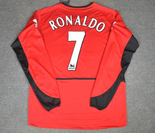 with Retro EPL Patch Retro Jersey Manchester United  2002-2004 RONALDO #7 Home  Long Sleeves Soccer Jersey