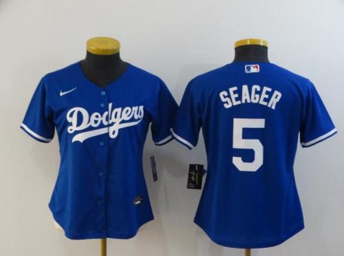Women Dodgers 5 Corey Seager Royal 2020 Cool Base Jersey