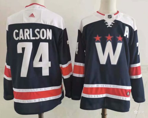 2020 NEW AD Washington Capitals 74 CARLSON Royal Blue NHL Jersey