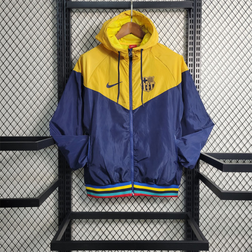 2023-2024 Barcelona Yellow/Royal Blue Soccer Windbreaker Jacket