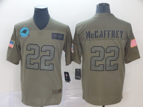 Carolina Panthers 22 Christian McCaffrey 2019 Olive Salute To Service Limited Jersey