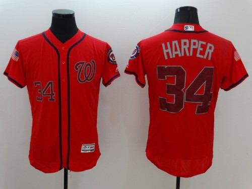 Washington Nationals 34 HARPER Red/Black MLB Jersey