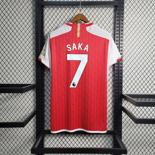 EPL Fonts SAKA 7 Shirt for 2023-2024 Arsenal Home Soccer Jersey Fan Version Arsenal Football Shirt
