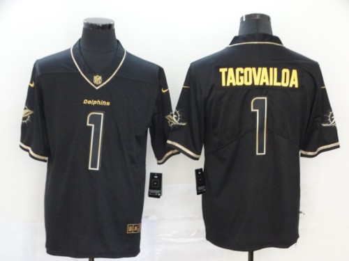 Miami Dolphins 1 Tua Tagovailoa Black Gold Vapor Untouchable Limited Jersey