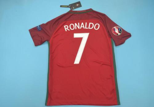 with Front Lettering Sleeve Patch Retro Jersey 2006 Portugal #7 RONALDO Home Soccer Jersey