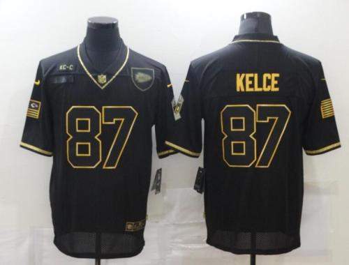 Chiefs 87 Travis Kelce Black Gold 2020 Salute To Service Limited Jersey