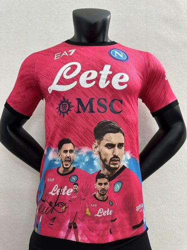 Player Vesion 2023-2024 Napoli Pink Souvenir Soccer Jersey