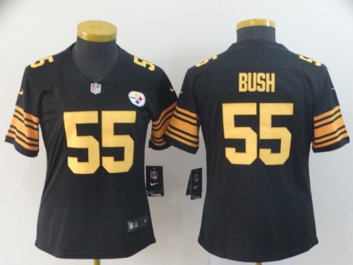 Lady Pittsburgh Steelers 55 Devin Bush Black Women Color Rush Limited Jersey