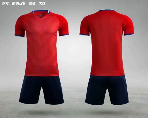 M8628 Red Tracking Suit Adult Uniform Soccer Jersey Shorts