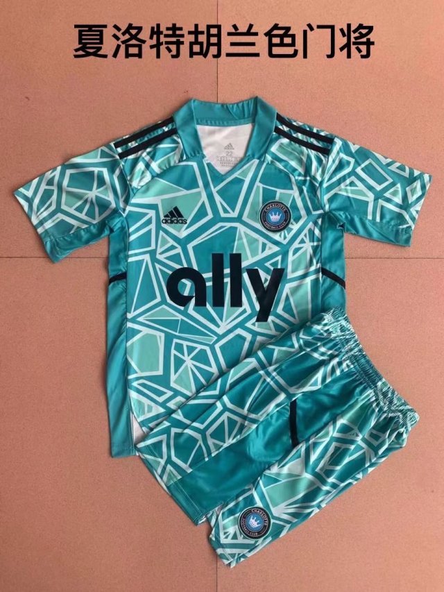 Adult Uniform 2022-2023 Charlotte Blue Goalkeeper Soccer Jersey Shorts