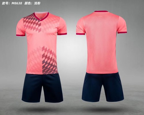 M8638 Pink Blank Soccer Training Jersey Shorts