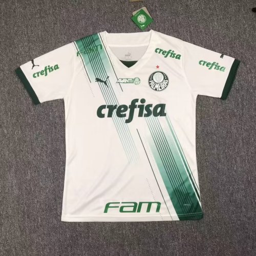 with All Sponor Logos Fans Version 2023-2024 Palmeiras Away White Soccer Jersey Shorts
