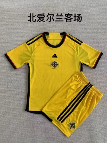 Adult Uniform 2023-2024 Northern Ireland Away Yellow Soccer Jersey Shorts