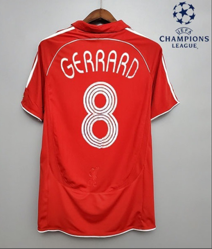 with UCL Patch Retro Jersey 2006-2007 Liverpool 8 Gerrard Home Soccer Jersey