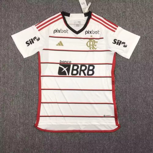 Fans Version 2023-2024 Flamengo Away White/Red Soccer Jersey