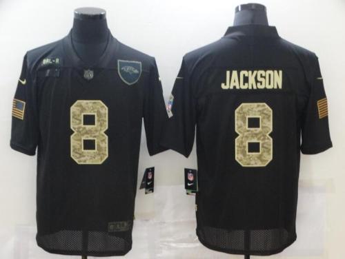 Baltimore Ravens 8 JACKSON Black Camo 2020 Salute To Service Limited Jersey