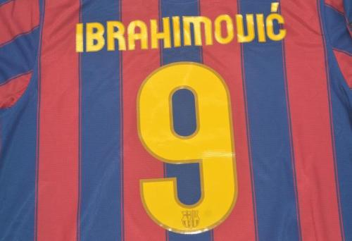 with LFP Patch Retro Jersey 2009-2010 Barcelona 9 IBRAHIMOVIC Home Soccer Jersey