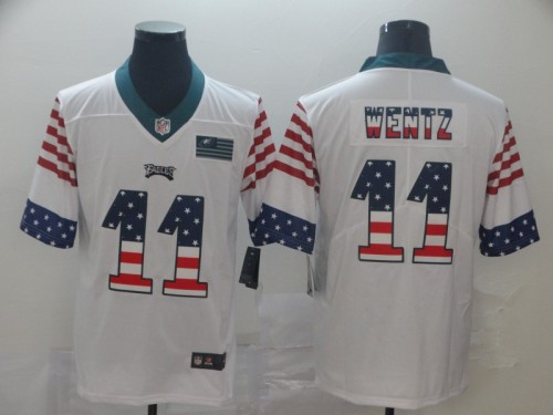 Philadelphia Eagles 11 WENTZ White USA Flag Fashion Limited Jersey