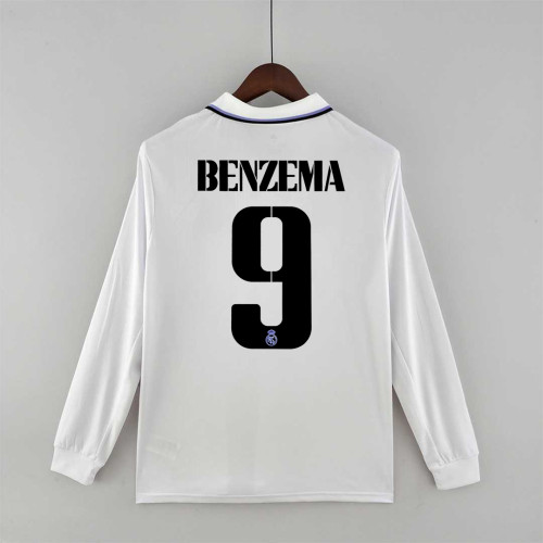 Long Sleeve Fans Version 2022-2023 Real Madrid BENZEMA 9 Home Soccer Jersey