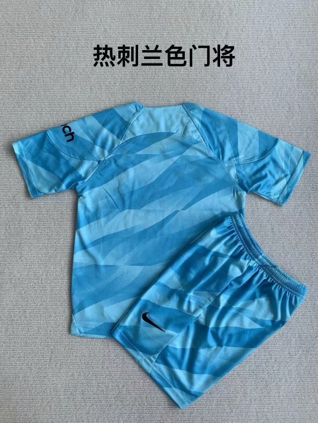 Adult Uniform 2023-2024 Tottenham Hotspur Blue Goalkeeper Soccer Jersey Shorts