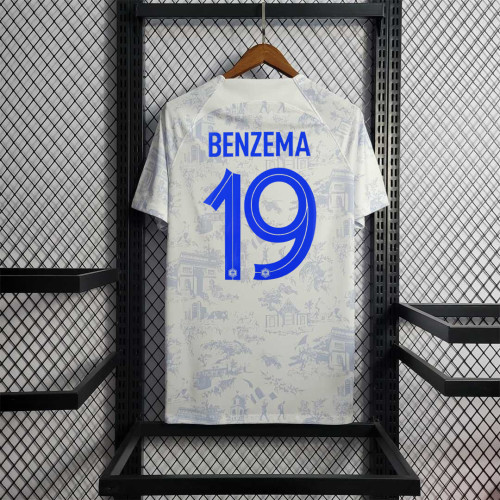 Fans Version 2022 World Cup France BENZEMA 19 Away Soccer Jersey