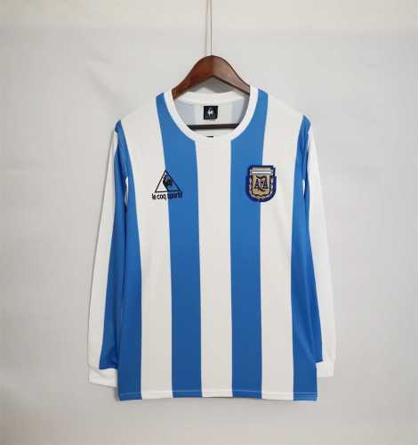 Retro Jersey Long Sleeve 1986 Argentina Home Soccer Jersey Vintage Football Shirt