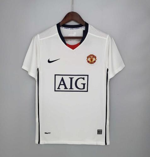 Retro Jersey 2008-2009 Manchester United Away White League Edition Soccer Jersey