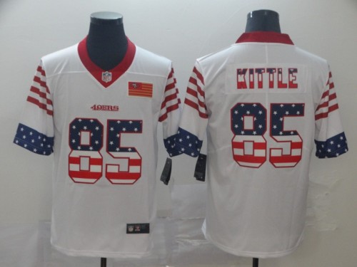 San Francisco 49ers 85 KITTLE White USA Flag Fashion Limited Jersey