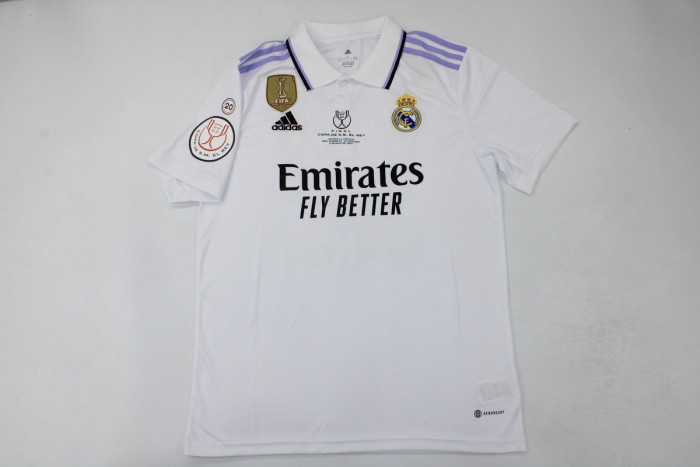 with Front Lettering Patch Fan Version Real Madrid 2023 COPA DE REY FINAL Home Soccer Jersey Real Futbol Shirt