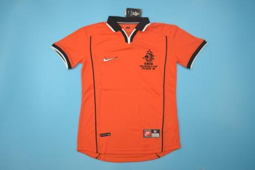 with Front Lettering Retro Jersey 1998 Neterlands Home Soccer Jersey Vintage Football Shirt