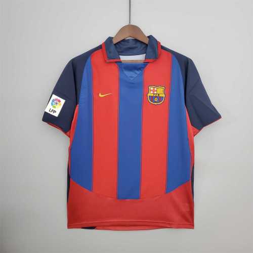 with LFP Retro Jersey 2003-2004 Barcelona Home Soccer Jersey Vintage Football Shirt