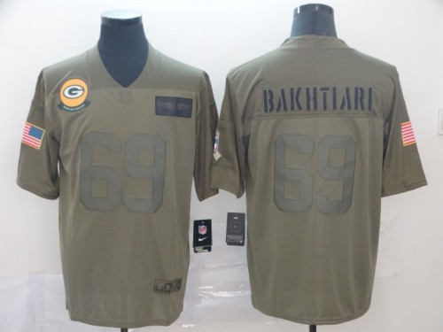 Green Bay Packers 69 BAKHTIARI 2019 Olive Salute To Service Limited Jersey