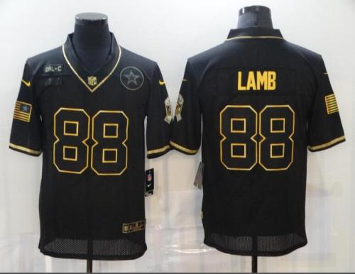 Cowboys 88 Ceedee Lamb Black Gold 2020 Salute To Service Limited Jersey