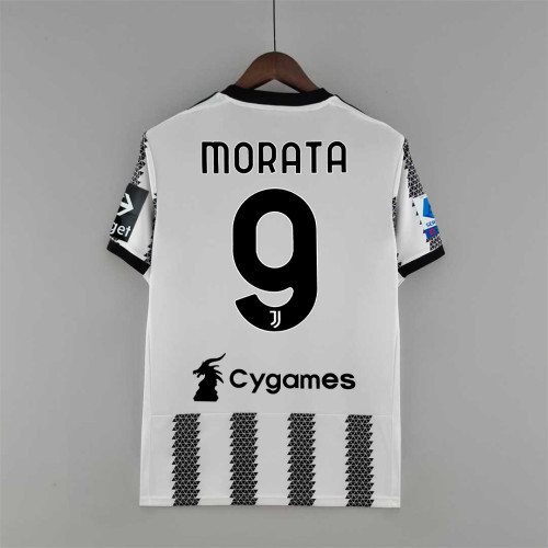 With Front Lettering Front Patch Serie A Patch Fans Version 2022-2023 Juventus MORATA 9 Home Soccer Jersey