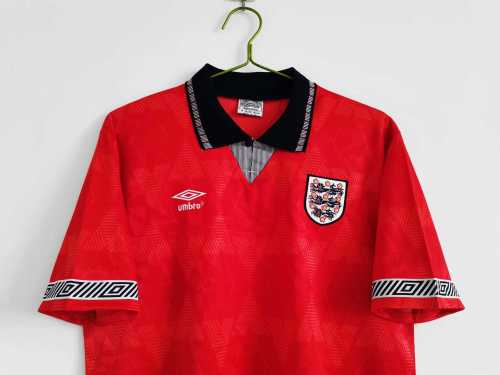 Retro Jersey 1990 England Away Red Soocer Jersey Vintage Football Shirt