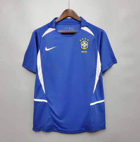 Retro Jersey 2002 Brazil Away Blue Soccer Jersey Vintage Brasil Camisetas de Futbol