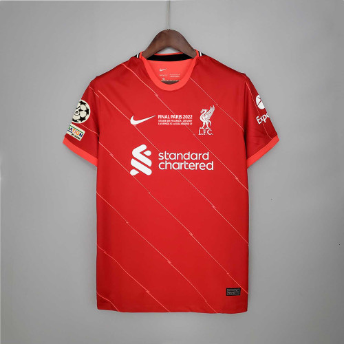 with Front Lettering+UCL Patch Fans Version 2021-2022 Liverpool Final Home Soccer Jersey