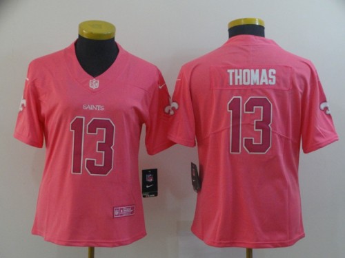 Women New Orleans Saints 13 THOMAS Pink Fashion NFL Jersey