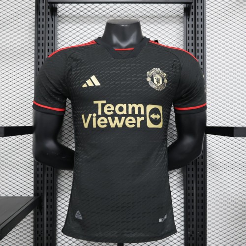 Man U Football Shirt Player Version 2023-2024 Manchester United Black Soccer Jersey