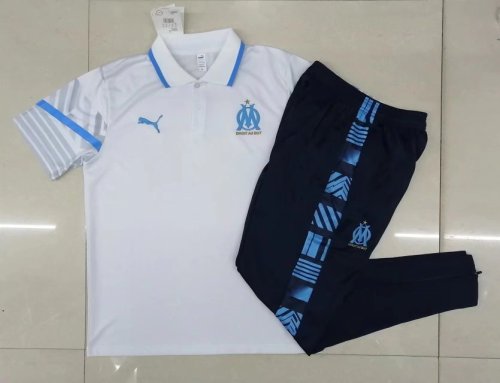 2022-2023 Marseille White Soccer Polo and Long Pants