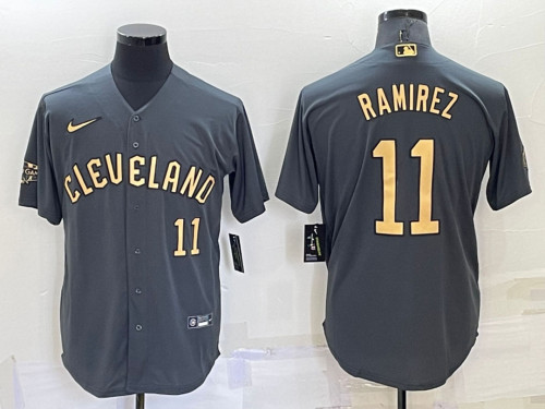 Indians 11 Jose Ramirez Charcoal 2022 MLB All-Star Cool Base Jerseys