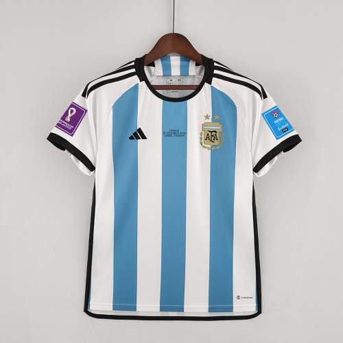 with Final Match Lettering+World Cup Patch Fans Version 2022 World Cup Argentina Home Soccer Jersey