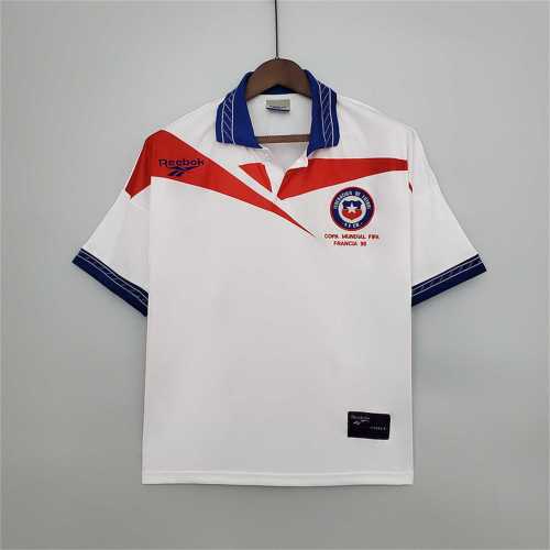 with Front Lettering Retro Jersey 1998 Chile Away White Soccer Jersey