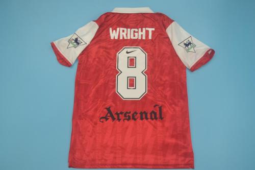 with EPL Patch Retro Jersey 1994-1996 Arsenal 8 WRIGHT Home Soccer Jersey
