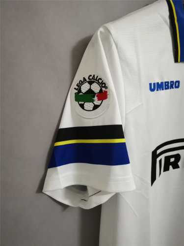 with Serie A Patch Retro Jersey 1997-1998 Inter Milan Away White Soccer Jersey Vintage Football Shirt