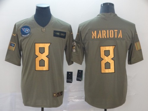 Tennessee Titans 8 Marcus Mariota 2019 Olive Gold Salute To Service Limited Jersey