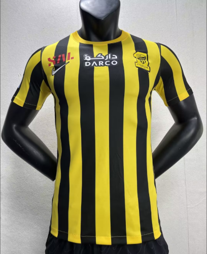 with All Sponor Logos Player Version 2022-2023 Ittihad Home Soccer Jersey