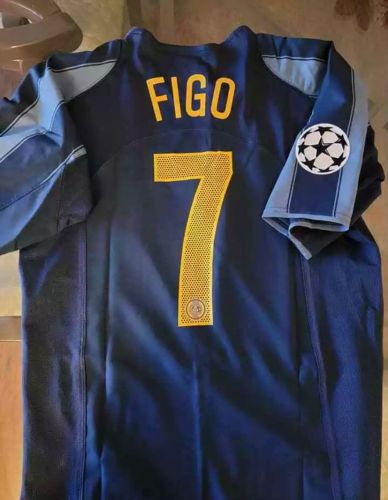 with UCL+coppa Italia Patch Retro Jersey 2004-2005 Inter Milan FIGO 7 Third Away Soccer Jersey